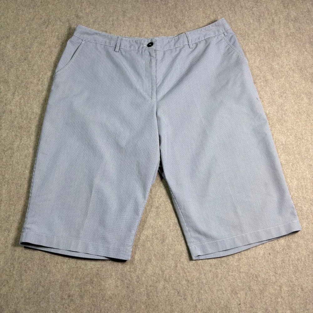 Harve Benard Shorts Womens 16 Blue Stripe Cotton Blend Bermuda Coastal Classic